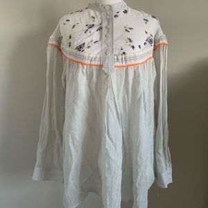 Free People Flowy Blouse with Bib Detail Sz XS